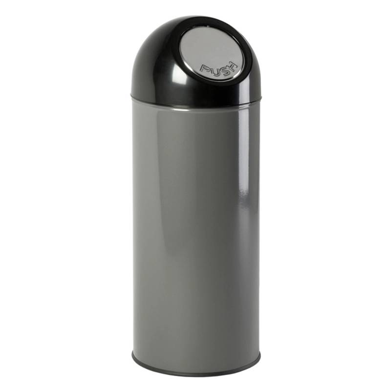 PROREGAL Klassischer Abfallbehälter Mit Pushdeckel 55 Liter HxBxT 84 x 31 x 31 cm Metall Metallik Grau von PROREGAL