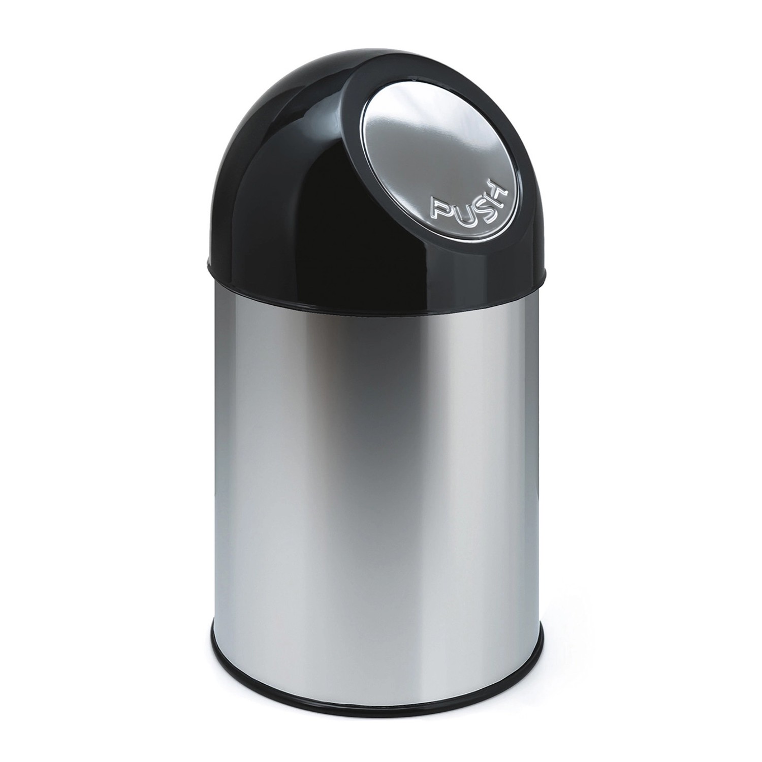 PROREGAL Klassischer Abfallbehälter Mit Pushdeckel und Inneneimer 30 Liter HxBxT 56 x 31 x 31 cm Metall Edelstahl von PROREGAL
