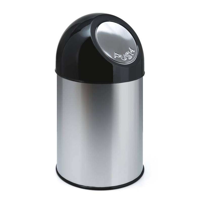PROREGAL Klassischer Abfallbehälter Mit Pushdeckel und Inneneimer 30 Liter HxBxT 56 x 31 x 31 cm Metall Edelstahl von PROREGAL