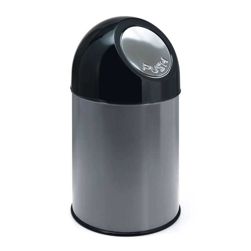 PROREGAL Klassischer Abfallbehälter Mit Pushdeckel und Inneneimer 30 Liter HxBxT 56 x 31 x 31 cm Metall Metallik Grau von PROREGAL