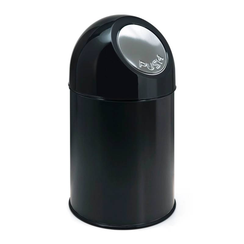 PROREGAL Klassischer Abfallbehälter Mit Pushdeckel und Inneneimer 30 Liter HxBxT 56 x 31 x 31 cm Metall Schwarz von PROREGAL