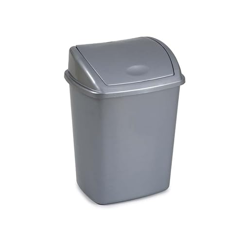 PROREGAL Klassischer Abfallbehälter mit Klappdeckel | 15 Liter, HxBxT 40x30x20cm | Kunststoff | Grau von PROREGAL