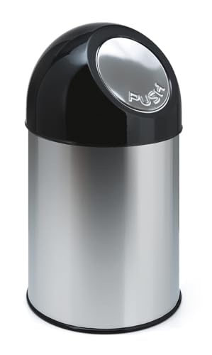 PROREGAL Klassischer Abfallbehälter mit Pushdeckel und Inneneimer | 30 Liter, HxBxT 56x31x31cm | Metall | Edelstahl PROREGAL Klassischer Abfallbehälter mit Pushdeckel und Inneneimer | 30 Liter, HxBxT 56x31x31cm | Metall | Edelstahl von PROREGAL