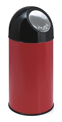 PROREGAL Klassischer Abfallbehälter mit Pushdeckel und Inneneimer | 40 Liter, HxBxT 67x31x31cm | Metall | Rot PROREGAL Klassischer Abfallbehälter mit Pushdeckel und Inneneimer | 40 Liter, HxBxT 67x31x31cm | Metall | Rot von PROREGAL