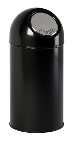 PROREGAL Klassischer Abfallbehälter mit Pushdeckel und Inneneimer | 40 Liter, HxBxT 67x31x31cm | Metall | Schwarz von PROREGAL