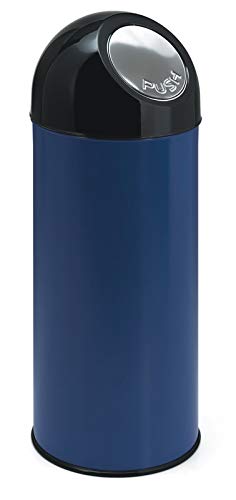 PROREGAL Klassischer Abfallbehälter mit Pushdeckel und Inneneimer | 55 Liter, HxBxT 84x31x31cm | Metall | Blau von PROREGAL