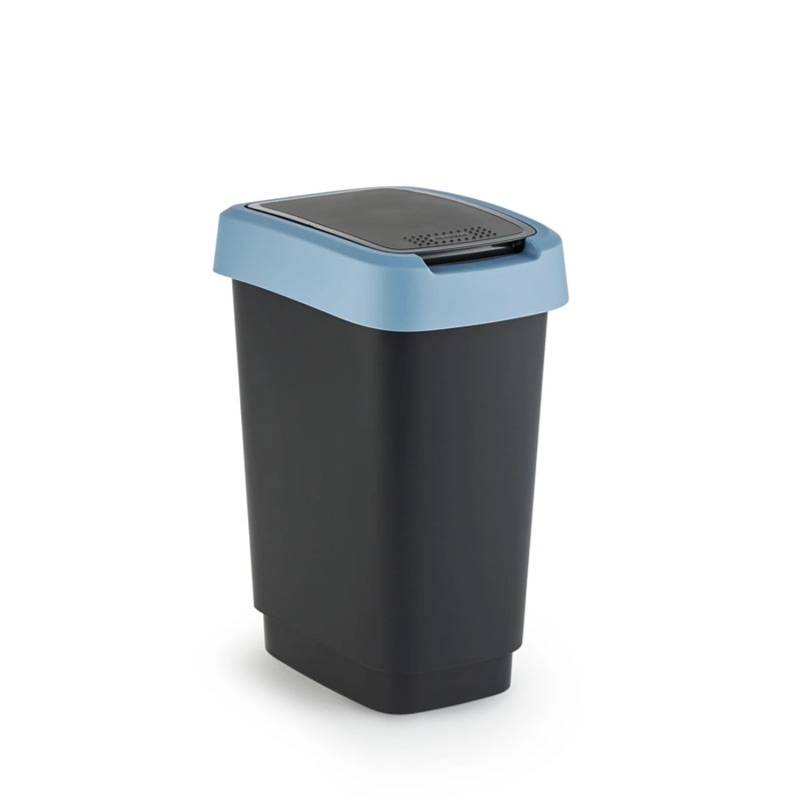 PROREGAL Klassischer Abfalleimer Für Innenbereich 10 Liter HxBxT 33 x 18 x 24,8 cm Kunststoff Schwarz-Blau von PROREGAL