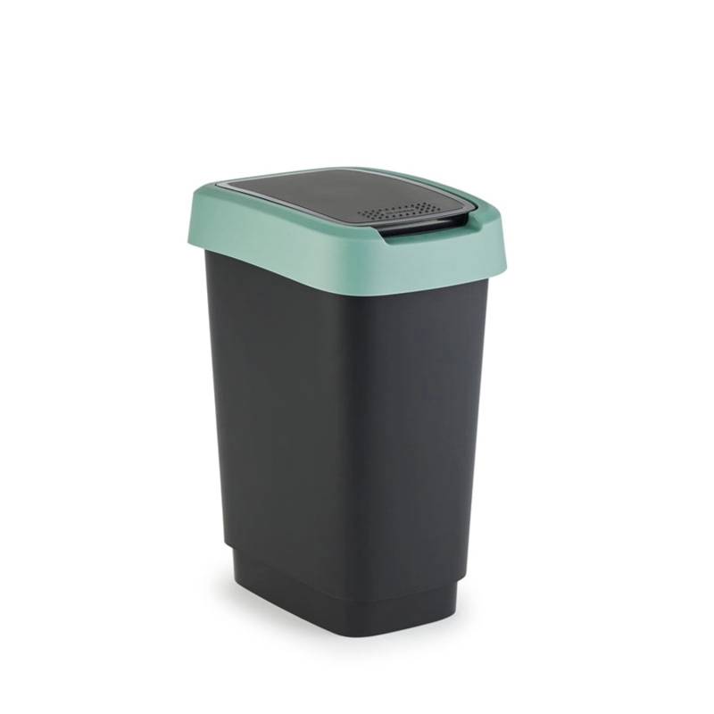 PROREGAL Klassischer Abfalleimer Für Innenbereich 10 Liter HxBxT 33 x 18 x 24,8 cm Kunststoff Schwarz-Grün von PROREGAL