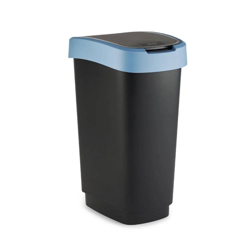 PROREGAL Klassischer Abfalleimer Für Innenbereich 50 Liter HxBxT 60 x 29,8 x 40 cm Kunststoff Schwarz-Blau von PROREGAL