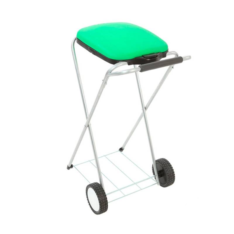 PROREGAL Klassischer Abfallsackständer Mit Deckel und Rollen HxBxT 83 x 44 x 56 cm Verzinkte Rohre Grün von PROREGAL