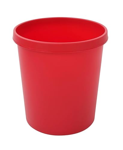 PROREGAL Klassischer runder Kunststoff Papierkorb | 18 Liter, HxBxT 32x31x31cm | Rot von PROREGAL