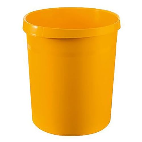 PROREGAL Klassischer runder Papierkorb aus Kunststoff | 18 Liter, HxØ 35x31,2cm | Gelb von PROREGAL