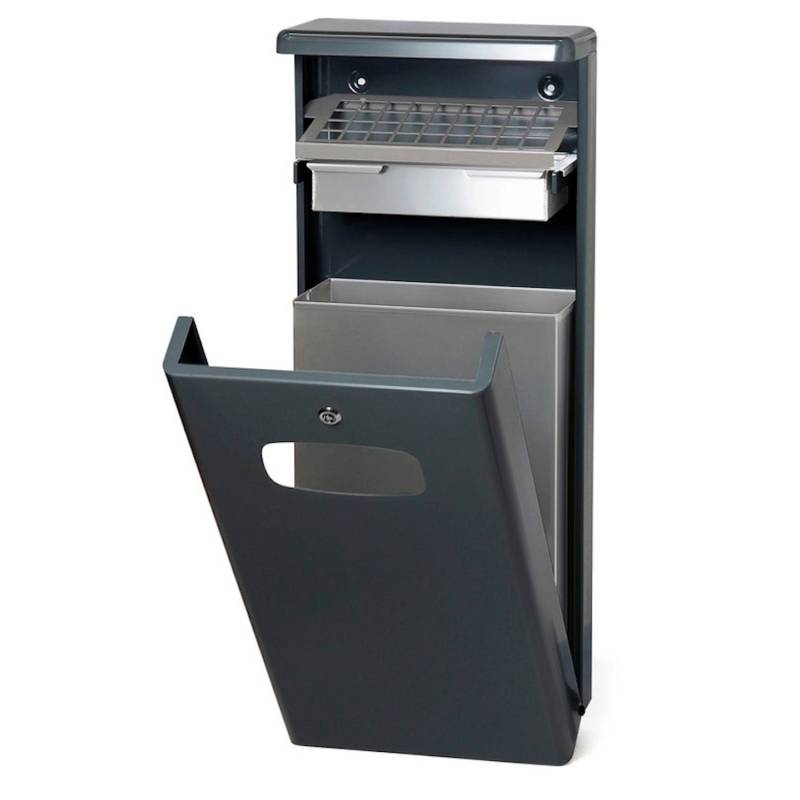 PROREGAL Kombiascher Mit Bedachung Für Den Außenberreich 32 Liter HxBxT 95 x 40 x 19 cm AlumInium Anthrazit von PROREGAL