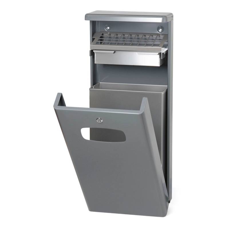 PROREGAL Kombiascher Mit Bedachung Für Den Außenberreich 32 Liter HxBxT 95 x 40 x 19 cm AlumInium Grau von PROREGAL