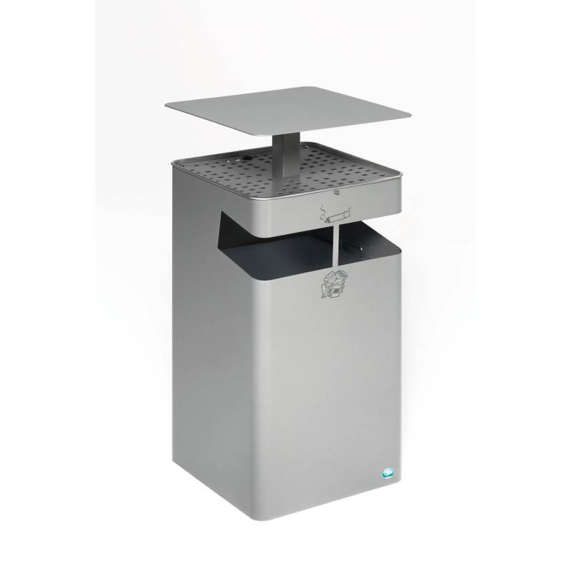 PROREGAL Kombiascher Mit Schutzdach Und Sieb 72 Liter HxBxT 92 x 45 x 45 cm Verzinkter Stahl Silber von PROREGAL