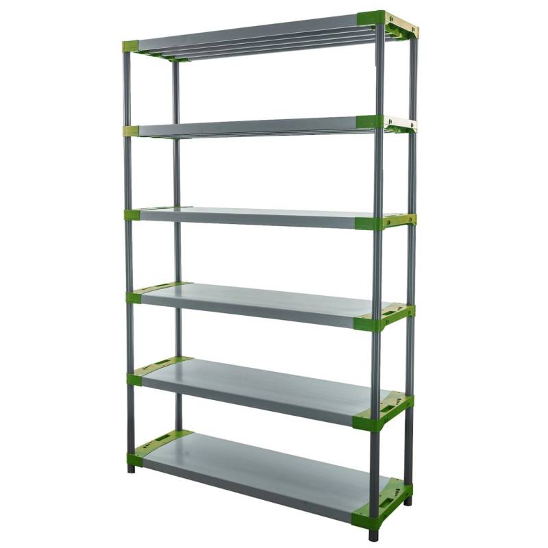 PROREGAL Kunststoffregal Big Grey Bear Extra-Tall HxBxT 220 x 130 x 46 cm Fachlast 120 kg Grau/Grün von PROREGAL