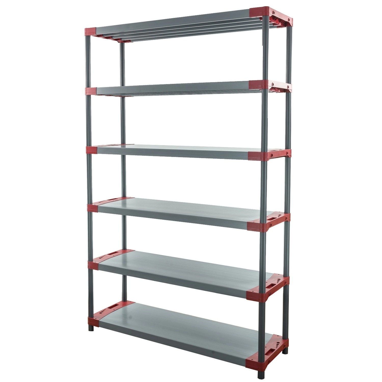 PROREGAL Kunststoffregal Big Grey Bear Extra-Tall HxBxT 220 x 130 x 46 cm Fachlast 120 kg Grau/Rot von PROREGAL