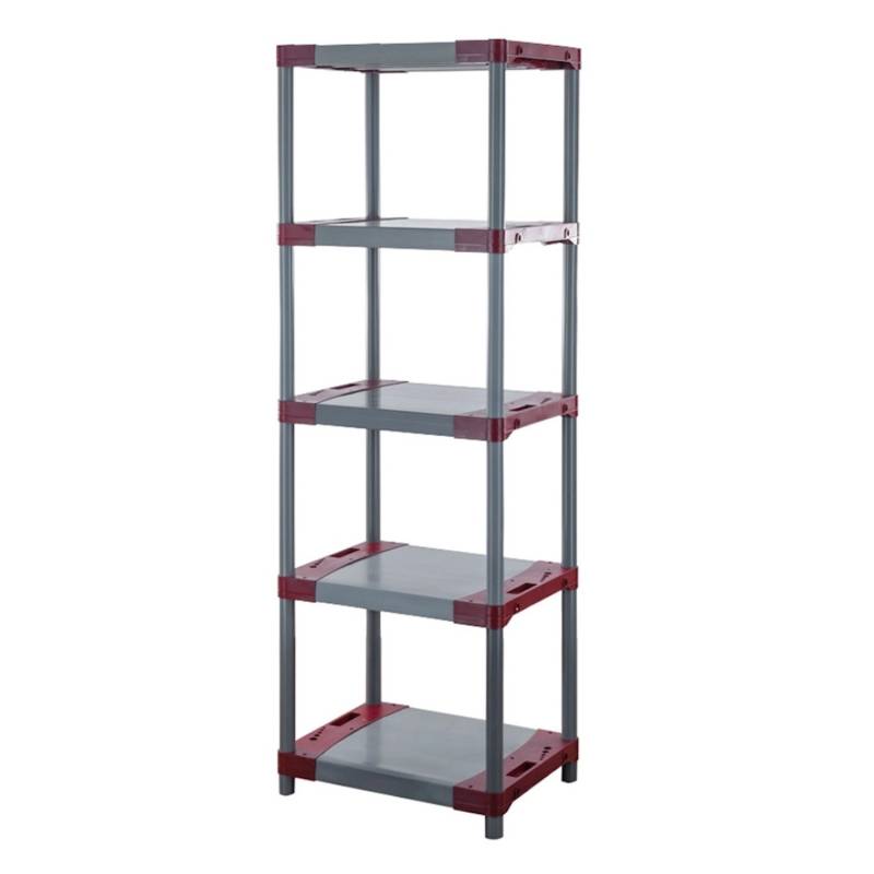 PROREGAL Kunststoffregal Big Grey Bear Tall HxBxT 180 x 60 x 46 cm Fachlast 160 kg Grau/Rot von PROREGAL