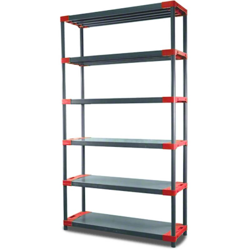 PROREGAL Kunststoffregal Grey Bear Extra-Tall HxBxT 220 x 100 x 46 cm Fachlast 120 kg Grau/Rot von PROREGAL