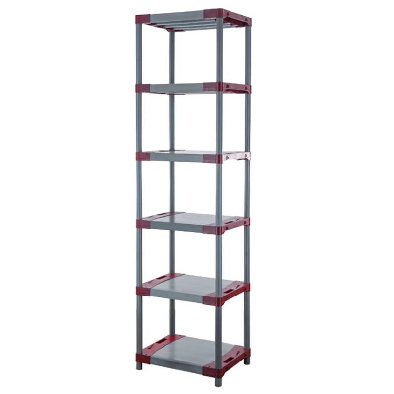 PROREGAL Kunststoffregal Grey Bear Extra-Tall HxBxT 220 x 60 x 46 cm Fachlast 120 kg Grau/Rot von PROREGAL