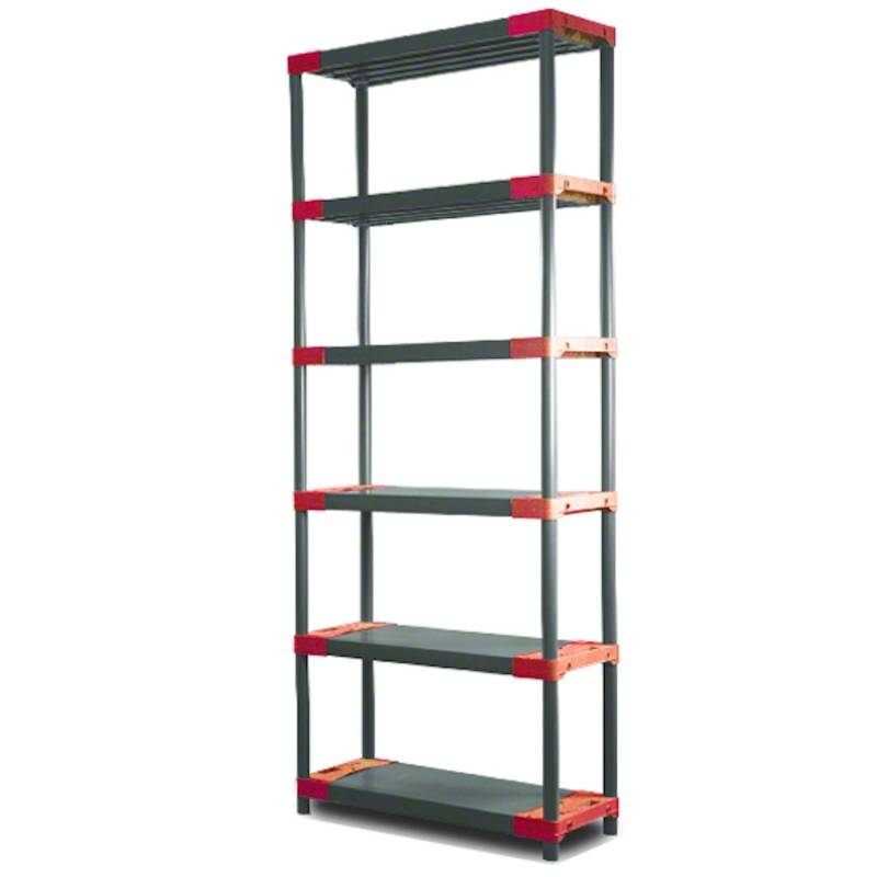 PROREGAL Kunststoffregal Grey Bear Extra-Tall HxBxT 220 x 80 x 46 cm Fachlast 120 kg Grau/Rot von PROREGAL