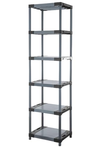 PROREGAL Kunststoffregal Grey Bear | Extra-Tall | HxBxT 220x70x46cm | Fachlast 120kg | Grau | Plastikregal Kellerregal Lagerregal Steckregal von PROREGAL