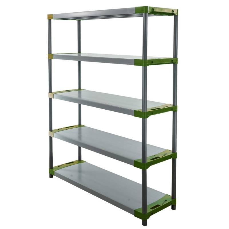 PROREGAL Kunststoffregal Grey Bear Tall HxBxT 180 x 140 x 46 cm Fachlast 70 kg Grau/Grün von PROREGAL