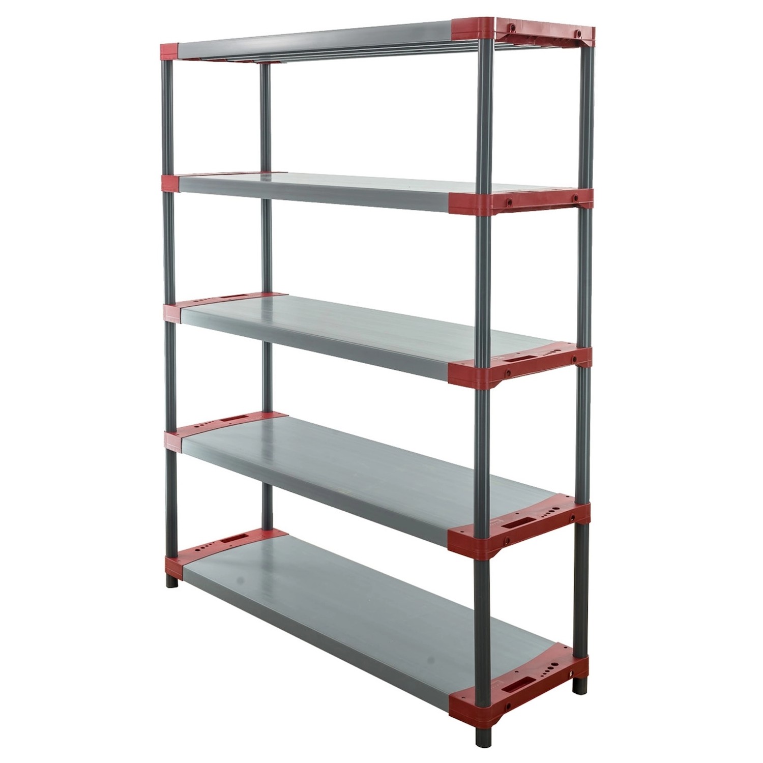 PROREGAL Kunststoffregal Grey Bear Tall HxBxT 180 x 150 x 46 cm Fachlast 70 kg Grau/Rot von PROREGAL