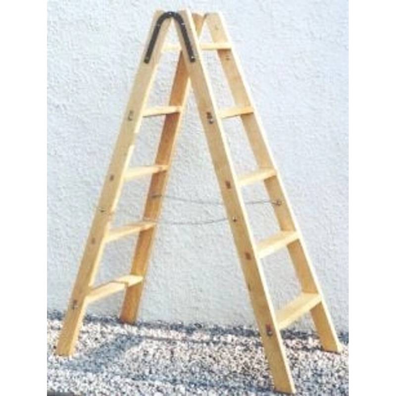 PROREGAL Maler Stufenleiter Made in Germany 2 x 4 Stufen 1,18 m Länge Eimerhaken Holzleiter Klappleiter von PROREGAL
