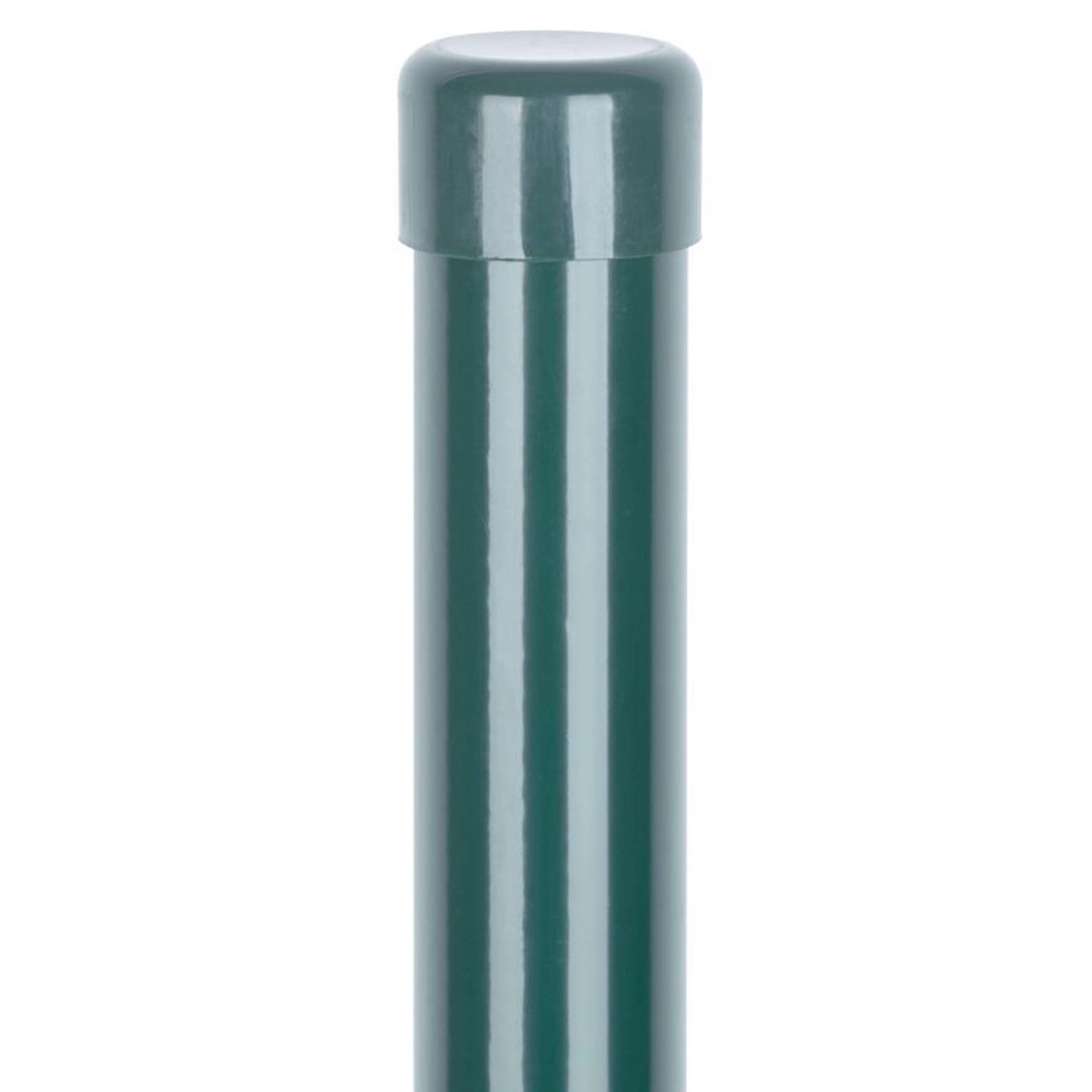 PROREGAL Maschendrahtzaun, Zaunpfosten, mit Kappe, Rund Metaltec 48/2000/1,50mm, Green, Ral6005, Zn + PVC, Kappe von PROREGAL