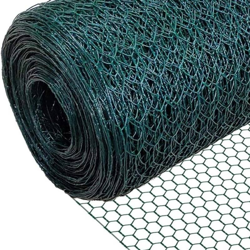 PROREGAL Maschendrahtzaun Sechseckgeflecht Keepy Höhe 0,5 Meter Länge 10 Meter Maschenweite 13 mm Drahtstärke 0,7 mm PVC-Beschichtet Grün von PROREGAL