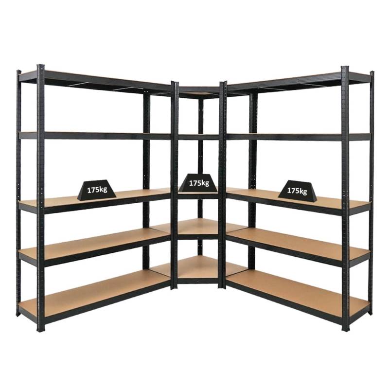 PROREGAL Mega Deal 1 x Eckregal & 2x Schwerlastregal Ragnar HxBxT 180 x 190 x 40 cm Fachlast 175 kg Schwarz Kellerregal Steckregal Garagenregal von PROREGAL