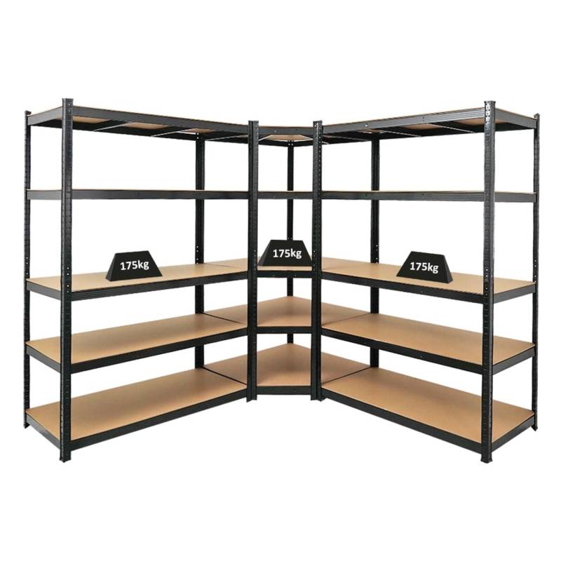 PROREGAL Mega Deal 1 x Eckregal & 2x Schwerlastregal Taurus HxBxT 180 x 210 x 60 cm Fachlast 175 kg Schwarz Kellerregal Steckregal Garagenregal von PROREGAL