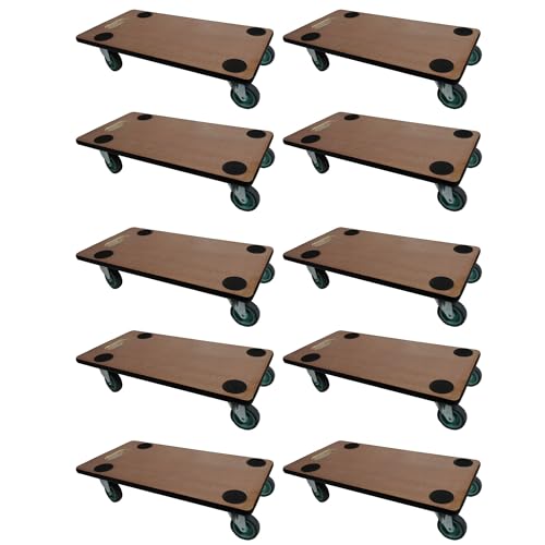 Mega Deal 10x Profi Transportroller mit 4 Rollen | HxBxT 11,5x30x60 cm | Traglast 200kg | Sperrholzplatte | Braun | Möbelroller Rollbrett Transporthilfe Rollwagen Roller von PROREGAL