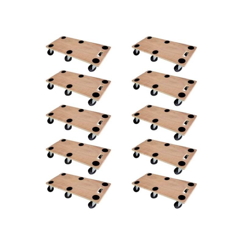 PROREGAL Mega Deal 10x Profi Transportroller mit 6 Rollen HxBxT 11 x 30 x 68 cm Traglast 300 kg Sperrholzplatte Braun von PROREGAL