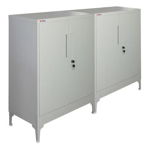 PROREGAL Mega Deal 2X Aktenschrank Elephant abschließbar aus Metall mit Beinen & 2 Türen 80 cm breit 2 Ebenen Lichtgrau Mehrzweckschrank 90x80x40cm Büroschrank Metallschrank Aufbewahrungsschrank PROREGAL Mega Deal 2X Aktenschrank Elephant abschließbar aus Metall mit Beinen & 2 Türen 80 cm breit 2 Ebenen Lichtgrau Mehrzweckschrank 90x80x40cm Büroschrank Metallschrank Aufbewahrungsschrank von PROREGAL