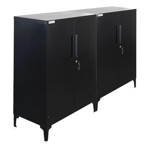 PROREGAL Mega Deal 2X Aktenschrank Elephant abschließbar aus Metall mit Beinen & 2 Türen 80 cm breit 2 Ebenen Schwarz Mehrzweckschrank 90x80x40cm Büroschrank Metallschrank Aufbewahrungsschrank PROREGAL Mega Deal 2X Aktenschrank Elephant abschließbar aus Metall mit Beinen & 2 Türen 80 cm breit 2 Ebenen Schwarz Mehrzweckschrank 90x80x40cm Büroschrank Metallschrank Aufbewahrungsschrank von PROREGAL