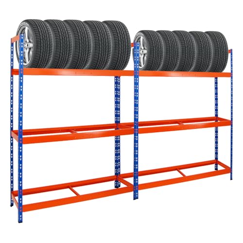 PROREGAL Mega Deal | 2X Reifenregal Tiger XL | HxBxT 200x150x45 cm | 300kg Fachlast | bis zu 36 Reifen | Blau-Orange PROREGAL Mega Deal | 2X Reifenregal Tiger XL | HxBxT 200x150x45 cm | 300kg Fachlast | bis zu 36 Reifen | Blau-Orange von PROREGAL