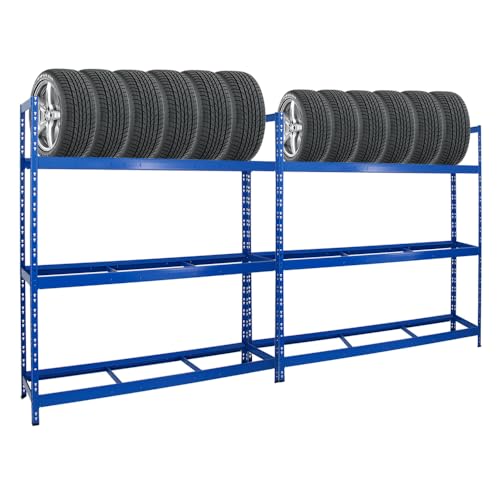 PROREGAL Mega Deal | 2X Reifenregal Tiger XL | HxBxT 200x180x45 cm | 300kg Fachlast | bis zu 42 Reifen | Blau PROREGAL Mega Deal | 2X Reifenregal Tiger XL | HxBxT 200x180x45 cm | 300kg Fachlast | bis zu 42 Reifen | Blau von PROREGAL