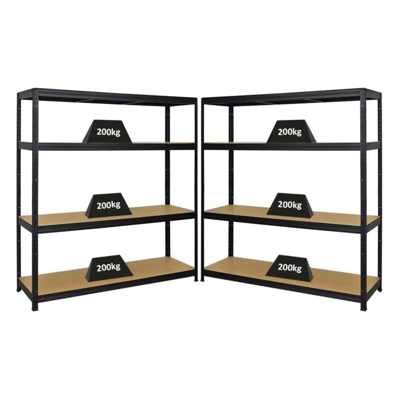 PROREGAL Mega Deal 2er-Set Schwerlastregal Giant Elephant 160x150x45cm mit 4 Ebenen Fachlast 200kg Schwarz von PROREGAL