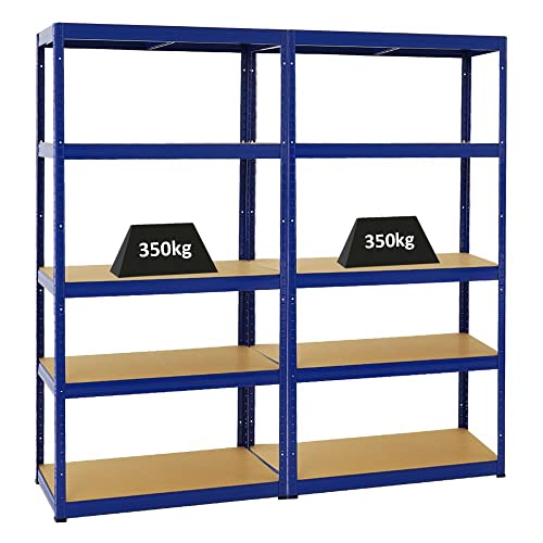 PROREGAL Mega Deal 2er-Set Schwerlastregale Slim Elephant 180x90x45cm mit 5 Ebenen Fachlast 350kg Blau PROREGAL Mega Deal 2er-Set Schwerlastregale Slim Elephant 180x90x45cm mit 5 Ebenen Fachlast 350kg Blau von PROREGAL