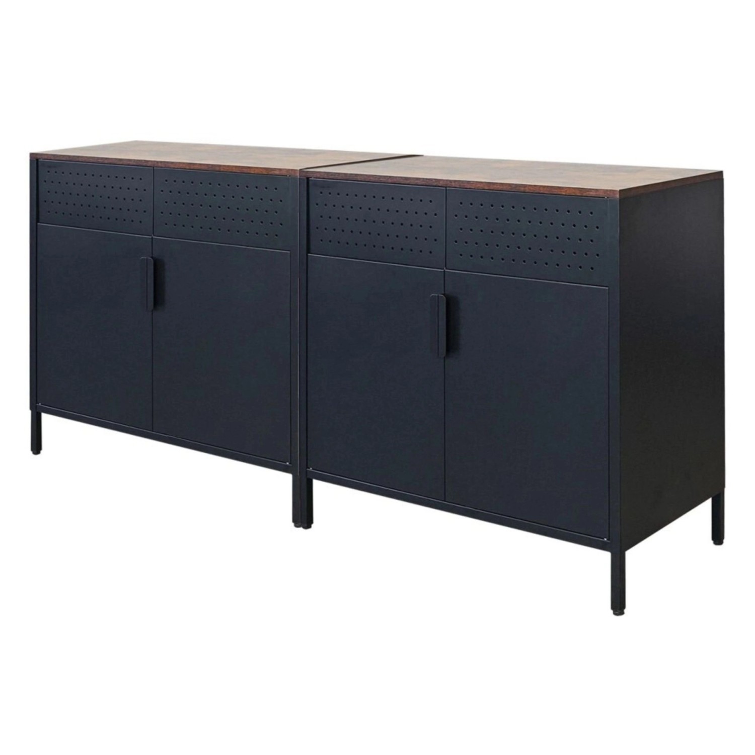 PROREGAL Mega Deal 2x Aktenschrank Lion Metall Mit Beinen Metallschrank Doppeltür 76x80x40Cm Kommode 2 Verstellbare Einlegeböden Vintagebraun/Schwarz von PROREGAL