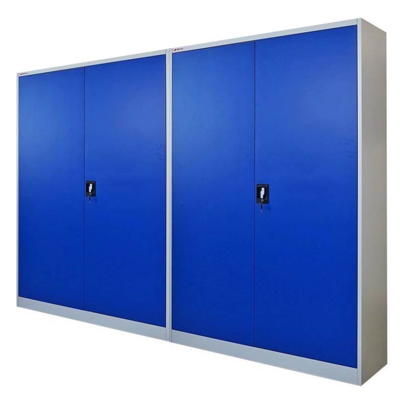PROREGAL Mega Deal 2x Flügeltürenschrank Elephant Metall Aktenschrank Abschließbar 2 Türen 180x120x40Cm Stahl 4 Ebenen Stahlschrank Blau/Lichtgrau von PROREGAL