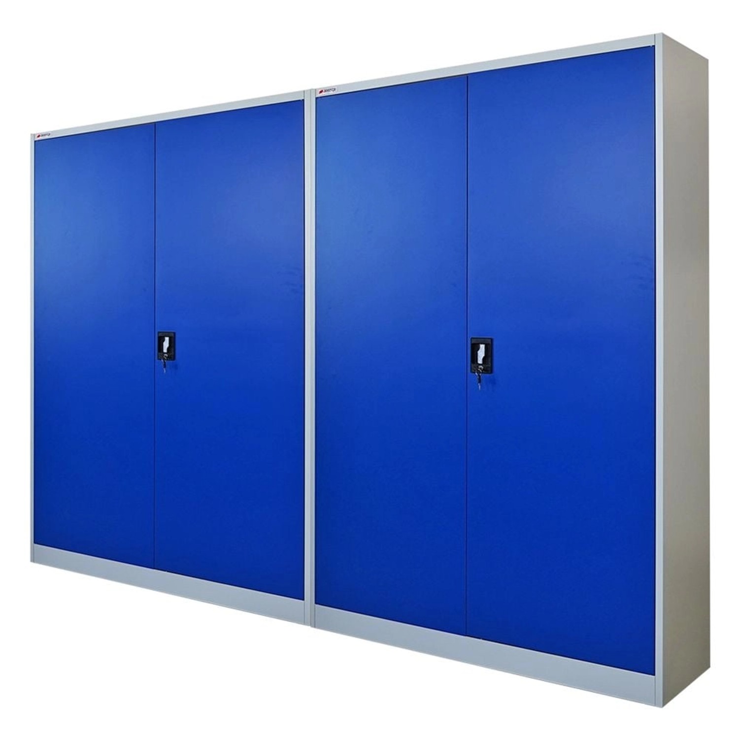 PROREGAL Mega Deal 2x Flügeltürenschrank Elephant Metall Aktenschrank Komplett Montiert Abschließbar 2 Türen 180x120x40Cm 4 Ebenen Blau/Lichtgrau von PROREGAL