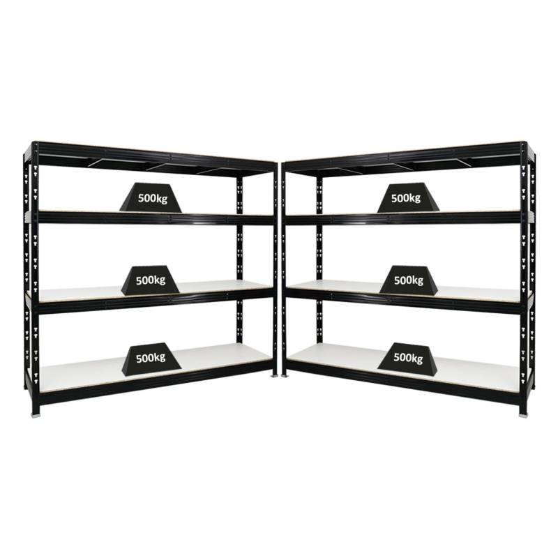 PROREGAL Mega Deal 2x Profi Schwerlastregal Rhino HxBxT 180 x 200 x 60 cm 4 Melamin-Ebenen 16mm Fachlast 500 kg Schwarz von PROREGAL