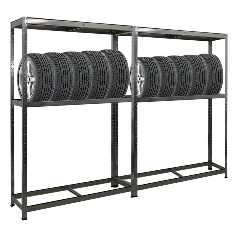 PROREGAL Mega Deal 2x Reifenregal RAGNAR HxBxT 180 x 120 x 40cm Bis Zu 8 Reifen Auf 2 Ebenen + Ablage 265kg Fachlast Verzinkt PROREGAL Mega Deal 2x Reifenregal RAGNAR HxBxT 180 x 120 x 40cm Bis Zu 8 Reifen Auf 2 Ebenen + Ablage 265kg Fachlast Verzinkt von PROREGAL