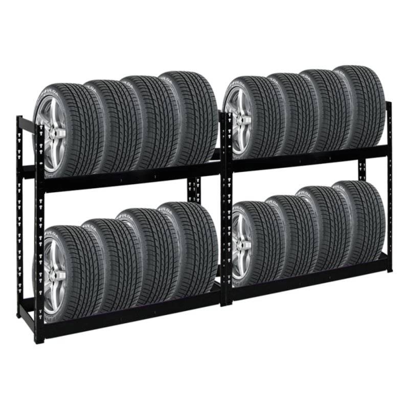 PROREGAL Mega Deal 2x Reifenregal Tiger HxBxT 100 x 110 x 35 cm bis zu 16 Reifen Schwarz von PROREGAL