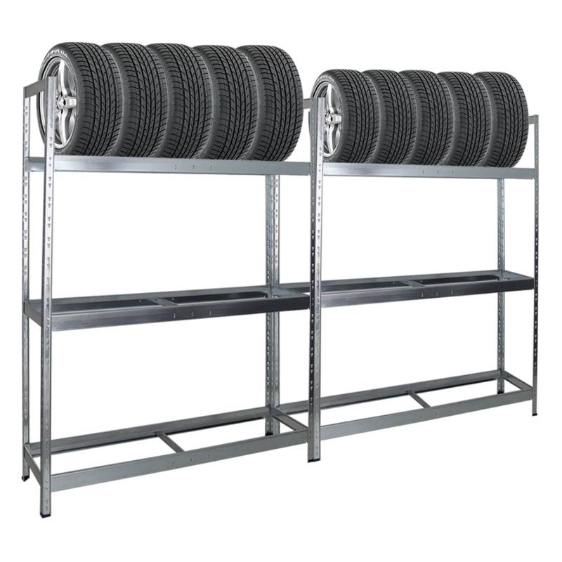 PROREGAL Mega Deal 2x Reifenregal Tiger XL HxBxT 200 x 150 x 45 cm Bis Zu 36 Reifen Verzinkt von PROREGAL