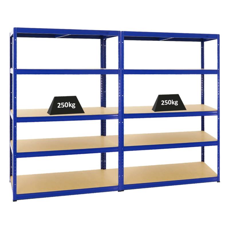 PROREGAL Mega Deal 2x Schwerlastregal Big Elephant M HxBxT 180 x 120 x 60 cm Fachlast 250 kg Blau von PROREGAL