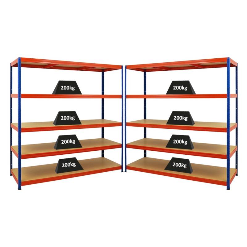 PROREGAL Mega Deal 2x Schwerlastregal Giant Elephant HxBxT 180 x 180 x 60 cm Fachlast 200kg Blau-Orange von PROREGAL